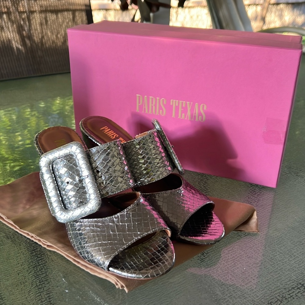Paris Texas Croc Embossed Sandals - Picture 1 of 10